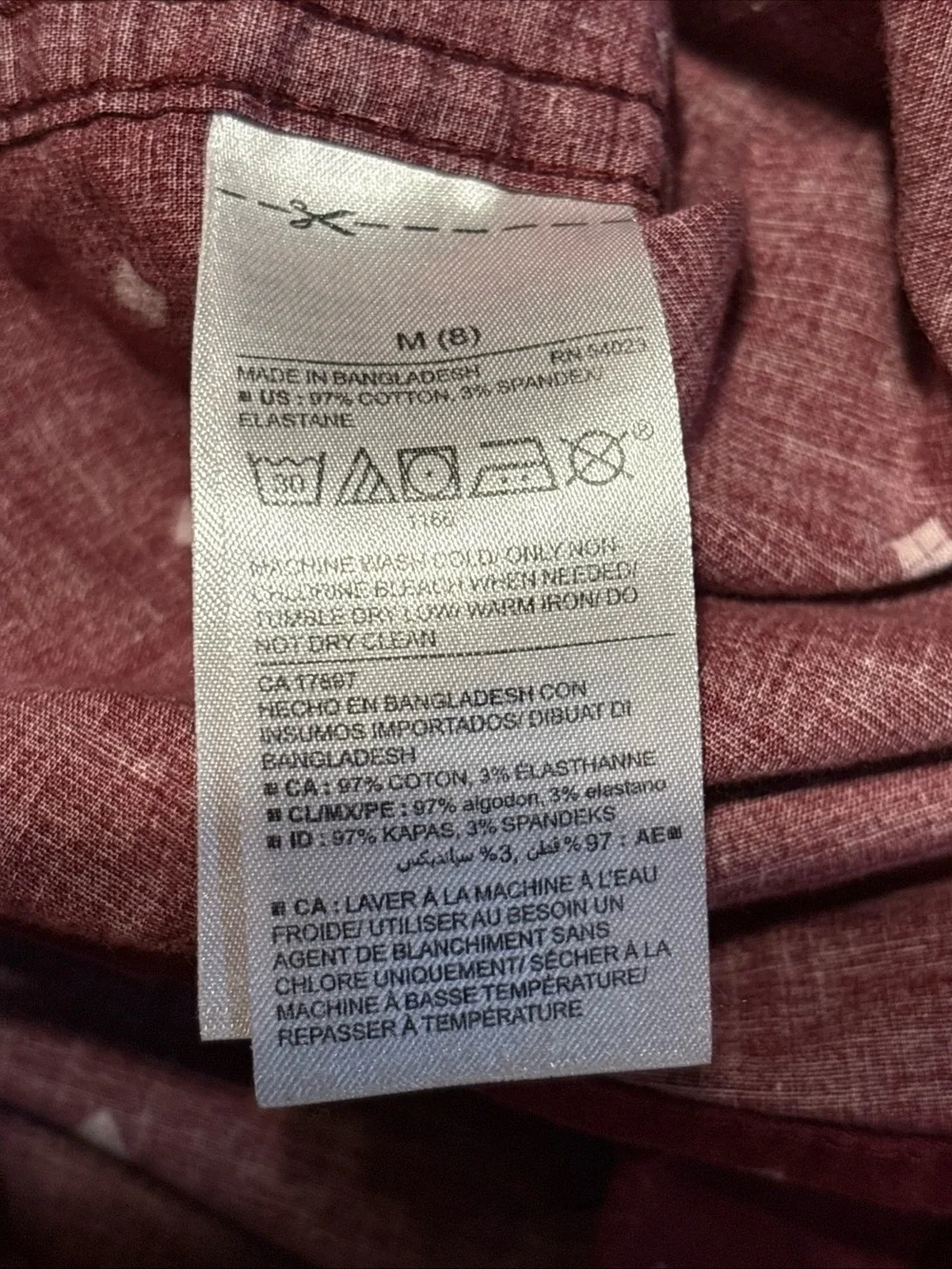 Old Navy Boys' Short-Sleeve Button-Down in Burgundy with White Diamond Print